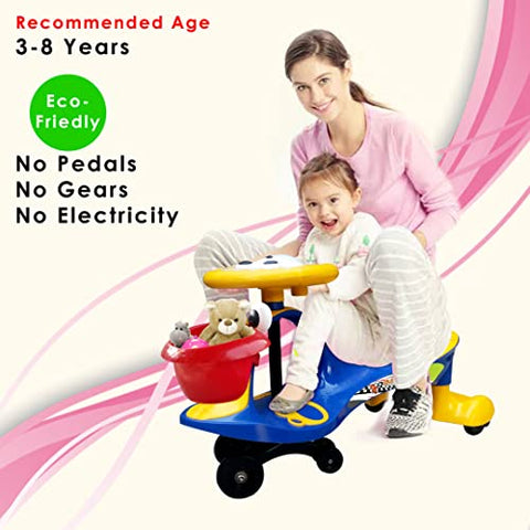 Completely Assembled SUNBABY Funtime Magic Car| Ride-on Baby Car| Kids Push Car|Swing Car|Safe Comfortable Seats & Durable| Ride on Toy Car for Kids| Twister Ride on|Magic Toy Car|Kids Ride On| Push Rider|Steering Music & Lights|For Kids age 2+