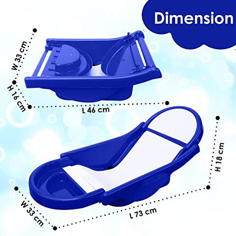 SUNBABY "Pure Love Foldable Baby Bather" Inclined Anti-Slip Foam for Body & Head Support, Plastic Bath Baby Shower, Plug for Water Drainage, Easy Dry, Foldable, Age 0-6 Month (Blue)