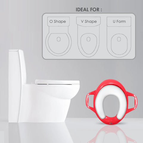 Sunbaby Soft Cushion Baby Potty Seat with Handle Support (RED-WHITE)