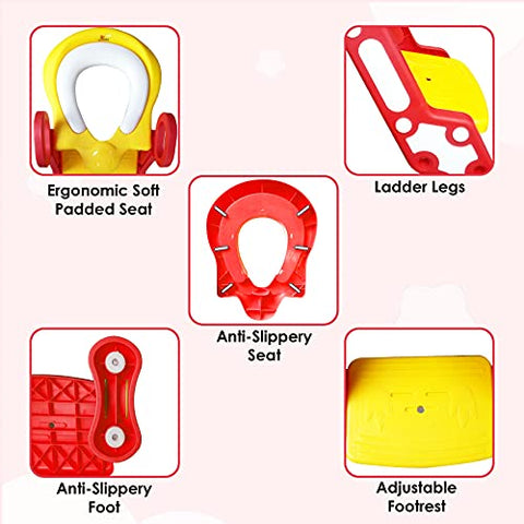 Sunbaby Foldable Potty-Trainer Seat for Toilet Potty Stand with Ladder Step Up Training Stool with Non-Slip Steps Ladder Adjustable Foldable for Boys Girls Toddlers Kid (Yellow)
