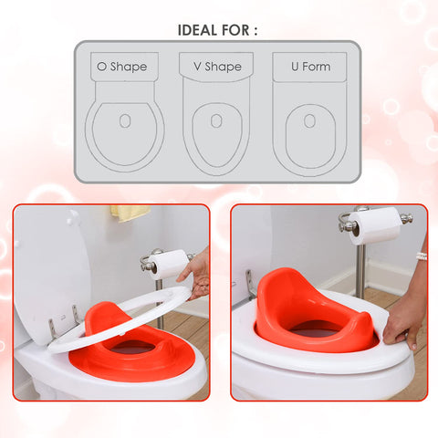Sunbaby Poo_time Baby Potty Training Seat for Kids/Toddler/Babies/Infant, Portable Travel Potty, Can Be Fixed On Adult Potty Seat for Training, Kids Toilet Seat, 12-36 Months Boys/Girls(Red)