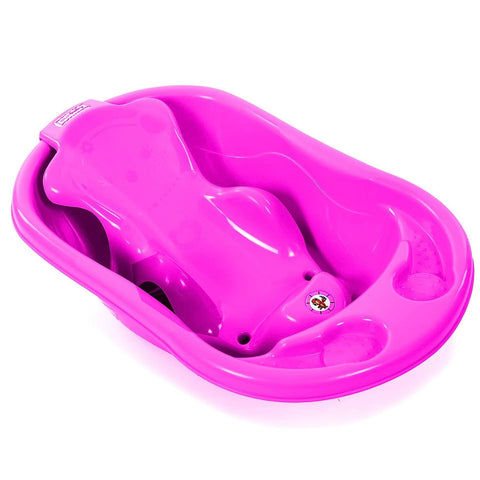 Sunbaby Baby Anti Slip Big Plastic Bathtub with Bath Toddler Seat Sling Non Slip Suction for Bathing,Baby Shower,Bubble Bath (PINK-PINK)