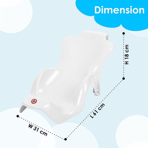 Sunbaby Anti Slip Big Plastic Bath Chair Seat Sling With Non Slip Strong Suction For Bathing With Water,baby Shower ,bubble Bath Infant Newborn, Few Months Old Toddlers (WHITE)