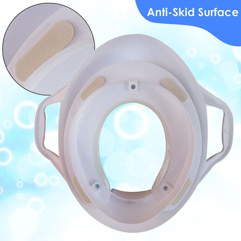 Sunbaby Soft Cushion Baby Potty Seat with Handle Support (WHITE-RED)