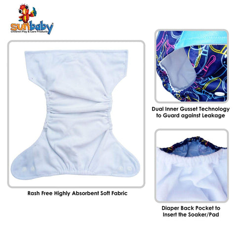 Sunbaby "TicklyBottom" Reusable Washable Waterproof Baby Cloth Diaper +1 Dryfeel highly absorbent Insert