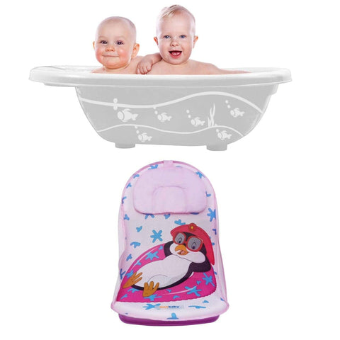 Sunbaby Combo of Anti-Slip Plastic Baby Bathtub with Drain Plug & Baby Bath seat for New Born Babies for Bathing