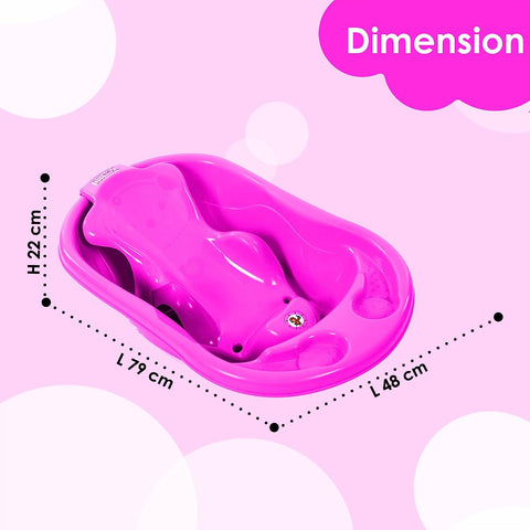 Sunbaby Baby Anti Slip Big Plastic Bathtub with Bath Toddler Seat Sling Non Slip Suction for Bathing,Baby Shower,Bubble Bath (PINK-PINK)