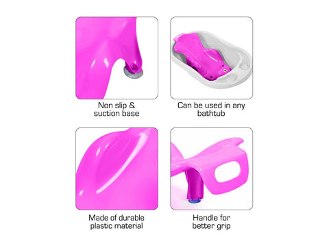 Sunbaby Antislip Infant Kids Bathtub bathing For New Born babies 0 months to 2 year with soap shampoo holder,Drain Plug (RED)