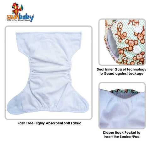 Sunbaby "TicklyBottom" Reusable Washable Waterproof Baby Cloth Diaper +1 Dryfeel highly absorbent Insert