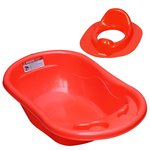 Sunbaby Bathtub with Potty Seat for Baby,Infant,Newborn, 0-2 Years or 24 Months Old Toddlers-red