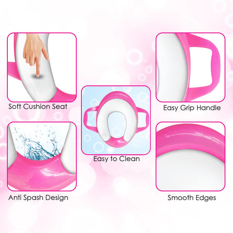 Sunbaby Soft Cushion Baby Potty Seat with Handle Support (PINK-WHITE)
