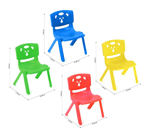 Sunbaby Magic Bear Face Chair Strong & Durable Plastic Best for School Study, Portable Activity Chair for Children,Kids,Baby (Weight Handles Upto 100 Kg (PACK OF 4)
