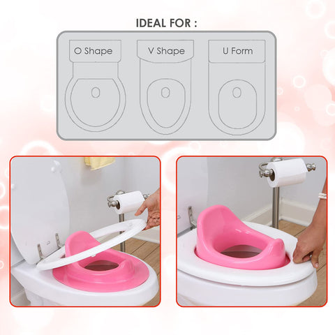 Sunbaby Poo_time Baby Potty Training Seat For Kids/ Toddler/ Babies/ Infant, Portable Travel Potty, Can Be Fixed On Adult Potty Seat For Training, Kids Toilet Seat, 12-36 Months Boys/ Girls (Pink)