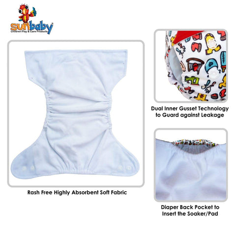 Sunbaby "TicklyBottom" Reusable Washable Waterproof Baby Cloth Diaper +1 Dryfeel highly absorbent Insert