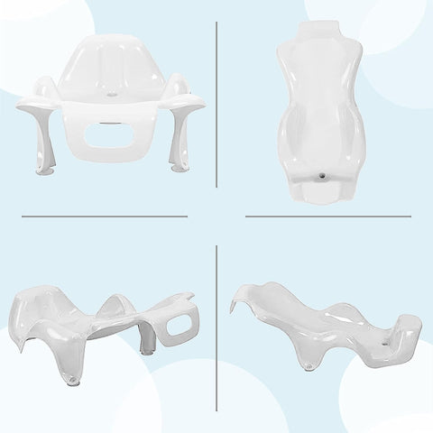Sunbaby Anti Slip Big Plastic Bath Chair Seat Sling With Non Slip Strong Suction For Bathing With Water,baby Shower ,bubble Bath Infant Newborn, Few Months Old Toddlers (WHITE)