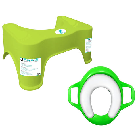 Sunbaby Squat Potty-Shotty Toilet Step Stool with Soft Cushion Baby Potty Seat (Green)