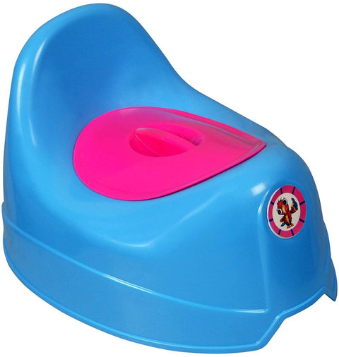 Sunbaby Potty Toilet Trainer Seat/Chair with Lid and High Back Support for Toddler Boys Girls Age 7 Months to 3 Years (BLUE-PINK)