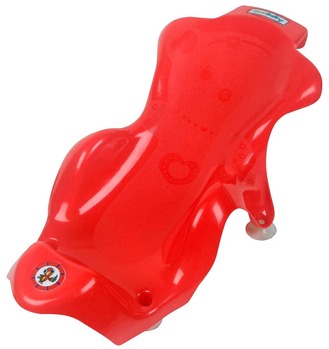 Sunbaby Anti Slip Big Plastic Bath Chair Seat Sling With Non Slip Strong Suction For Bathing With Water,baby Shower ,bubble Bath Infant Newborn, Few Months Old Toddlers (RED)