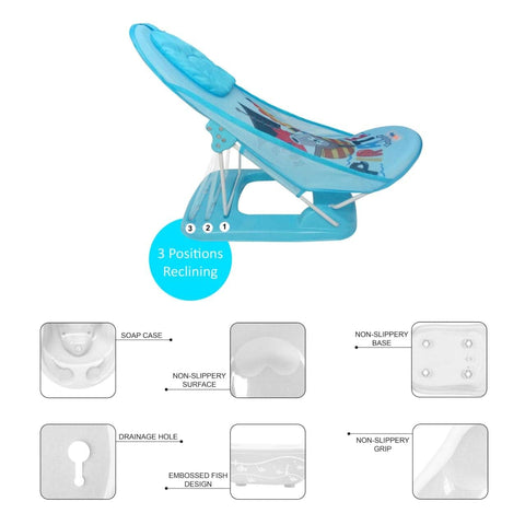 Sunbaby Combo of Anti-Slip Plastic Baby Bathtub with Drain Plug & Baby Bath seat for New Born Babies for Bathing