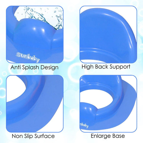 Sunbaby Combo of Baby Anti-Skid Bathtub with Newborn Bather Sling Chair and Infant Potty Seat –Pack of 3 (Blue)