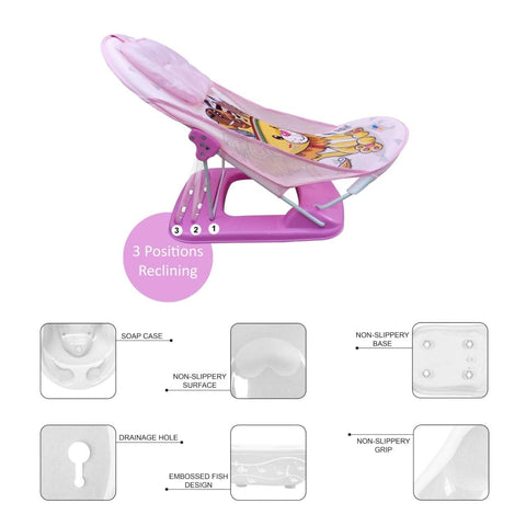 Sunbaby Combo of Anti-Slip Plastic Baby Bathtub with Drain Plug & Baby Bath seat for New Born Babies for Bathing