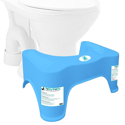 Sunbaby Squat W/Potty-Shotty Toilet Step Stool, 7" Height, Anti-Skid, Promotes Squatting Like The Indian Style, w/Angular Leg Position On Western Pot, for Kids & Adults (Blue)