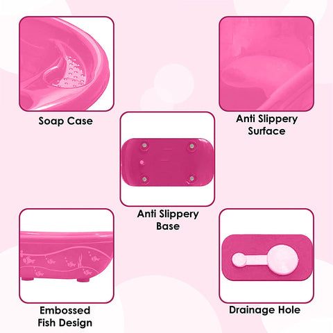 Sunbaby Combo of Splash Baby Antislip Big Bathtub for Water Bath & Baby Potty Trainer (Pink-Pink)