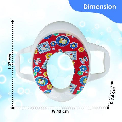 Sunbaby Soft Cushion Baby Potty Seat with Handle Support (WHITE-RED)