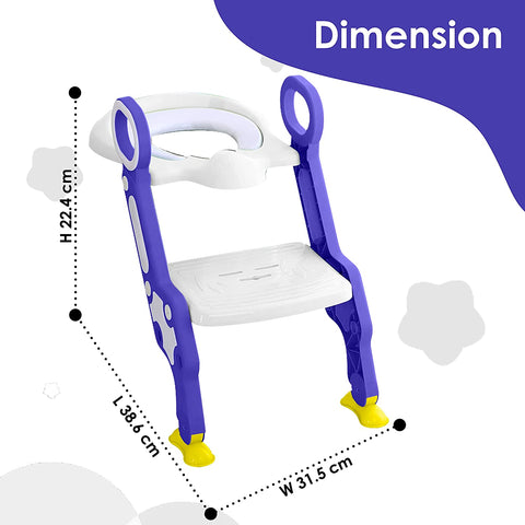 Sunbaby Foldable Potty-Trainer Seat for Toilet Potty Stand with Ladder Step Up Training Stool with Non-Slip Steps Ladder Adjustable Foldable for Boys Girls Toddlers Kids (White-Purple)