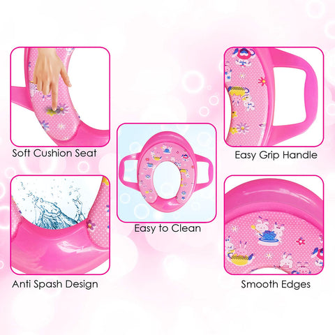 Sunbaby Soft Cushion Baby Potty Seat with Handle Support (PINK-RABBIT)