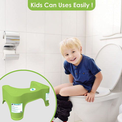 Sunbaby Squat W/Potty-Shotty Toilet Step Stool, 7" Height, Anti-Skid, Promotes Squatting Like The Indian Style, w/Angular Leg Position On Western Pot, for Kids & Adults (Green)
