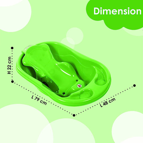 Sunbaby Baby Anti Slip Big Plastic Bathtub with Bath Toddler Seat Sling Non Slip Suction for Bathing,Baby Shower,Bubble Bath (GREEN-GREEN)