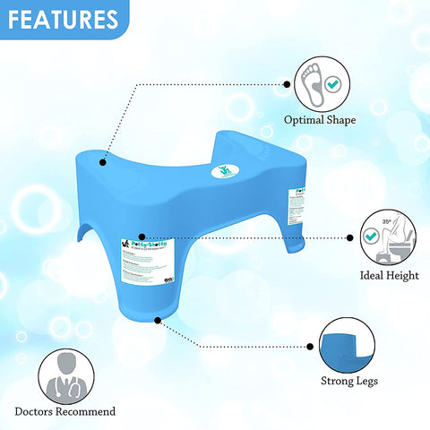 Sunbaby Squat W/Potty-Shotty Toilet Step Stool, 7" Height, Anti-Skid, Promotes Squatting Like The Indian Style, w/Angular Leg Position On Western Pot, for Kids & Adults (Blue)