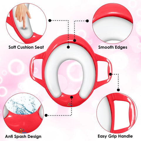 Sunbaby Soft Cushion Baby Potty Seat with Handle Support (RED-WHITE)