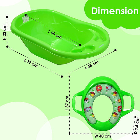 Sunbaby Bathtub with Soft Cushion Potty Seat (Pack of 2) (Green) (Green)
