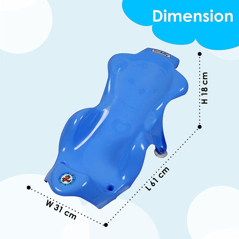 Sunbaby Anti Slip Big Plastic Bath Chair Seat Sling With Non Slip Strong Suction For Bathing With Water,baby Shower ,bubble Bath Infant Newborn, Few Months Old Toddlers (BLUE)