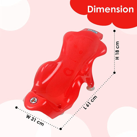 Sunbaby Anti Slip Big Plastic Bath Chair Seat Sling With Non Slip Strong Suction For Bathing With Water,baby Shower ,bubble Bath Infant Newborn, Few Months Old Toddlers (RED)