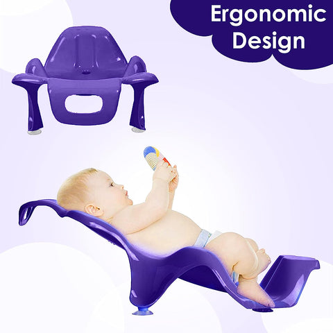 Sunbaby Anti Slip Big Plastic Bath Chair Seat Sling With Non Slip Strong Suction For Bathing With Water,baby Shower ,bubble Bath Infant Newborn, Few Months Old Toddlers (PURPLE)