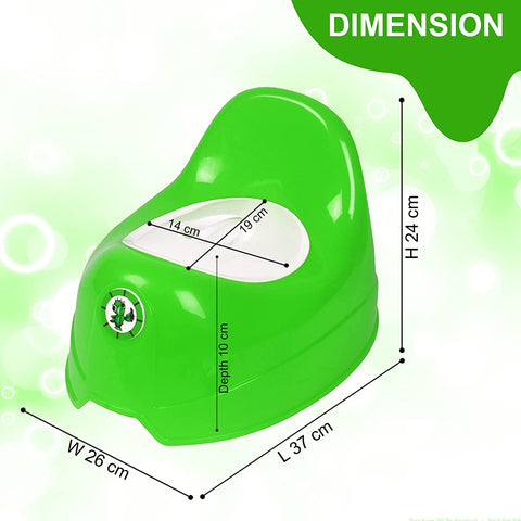 Sunbaby Potty Toilet Trainer Seat/Chair with Lid and High Back Support for Toddler Boys Girls Age 7 Months to 3 Years (GREEN-WHITE)