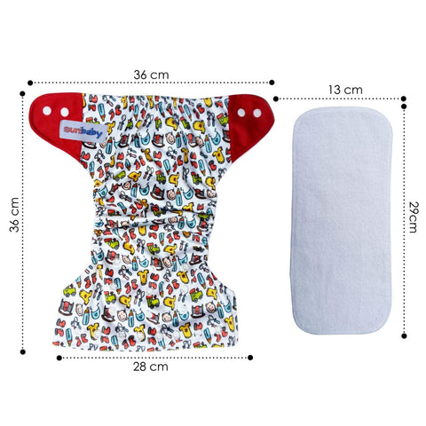 Sunbaby "TicklyBottom" Reusable Washable Waterproof Baby Cloth Diaper +1 Dryfeel highly absorbent Insert