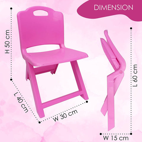 Sunbaby Foldable Baby Chair,Strong and Durable Plastic Chair for Kids/Plastic School Study Chair/Feeding Chair for Kids,Portable High Chair Weight Capacity 40 Kg (Pink)