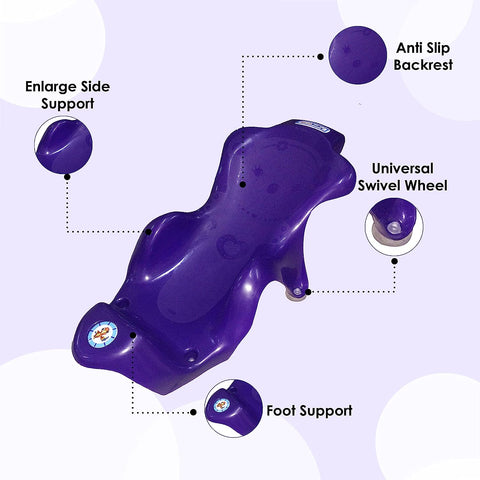 Sunbaby Anti Slip Big Plastic Bath Chair Seat Sling With Non Slip Strong Suction For Bathing With Water,baby Shower ,bubble Bath Infant Newborn, Few Months Old Toddlers (PURPLE)