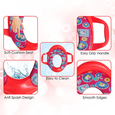 Sunbaby Soft Cushion Baby Potty Seat with Handle Support (RED-RABBIT)