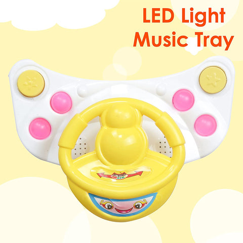 SUNBABY Rideon Baby Rocking Walker w/ High Quality, Strong, Safety Standards, Height Adjustable, w/ Light & Musical Toys, Rattles, Double Stitching Seat, Stopper, w/ Push Bar, Kids Walker for Baby Cycle, for 6-24 months (YELLOW-ORANGE)