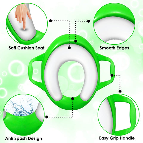 Sunbaby Soft Cushion Baby Potty Seat with Handle Support (GREEN-WHITE)