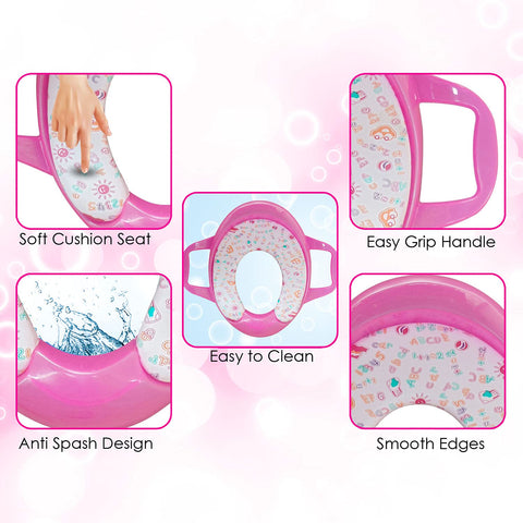 Sunbaby Soft Cushion Baby Potty Seat with Handle Support (ALPHABET-PINK)