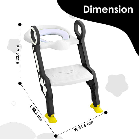 Sunbaby Foldable Potty-Trainer Seat for Toilet Potty Stand with Ladder Step Up Training Stool with Non-Slip Steps Ladder Adjustable Foldable for Boys Girls Toddlers Kid (White)