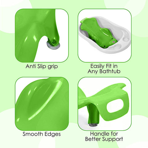Sunbaby Anti Slip Big Plastic Bath Chair Seat Sling With Non Slip Strong Suction For Bathing With Water,baby Shower ,bubble Bath Infant Newborn, Few Months Old Toddlers (GREEN)