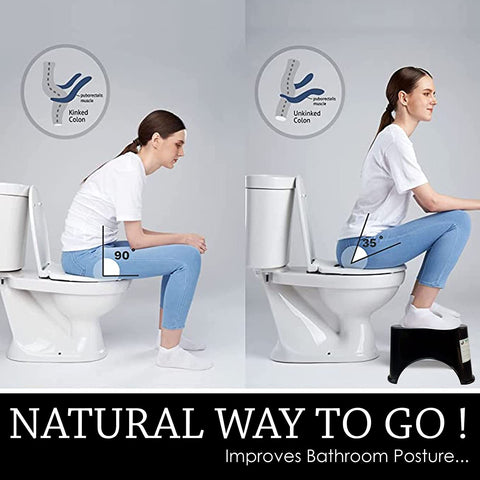 Sunbaby Squat W/Potty-Shotty Toilet Step Stool, 7" Height, Anti-Skid, Promotes Squatting Like The Indian Style, w/Angular Leg Position On Western Pot, for Kids & Adults (Black)