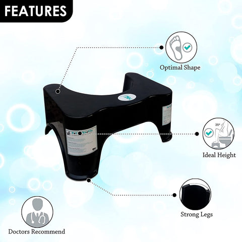 Sunbaby Squat W/Potty-Shotty Toilet Step Stool, 7" Height, Anti-Skid, Promotes Squatting Like The Indian Style, w/Angular Leg Position On Western Pot, for Kids & Adults (Black)